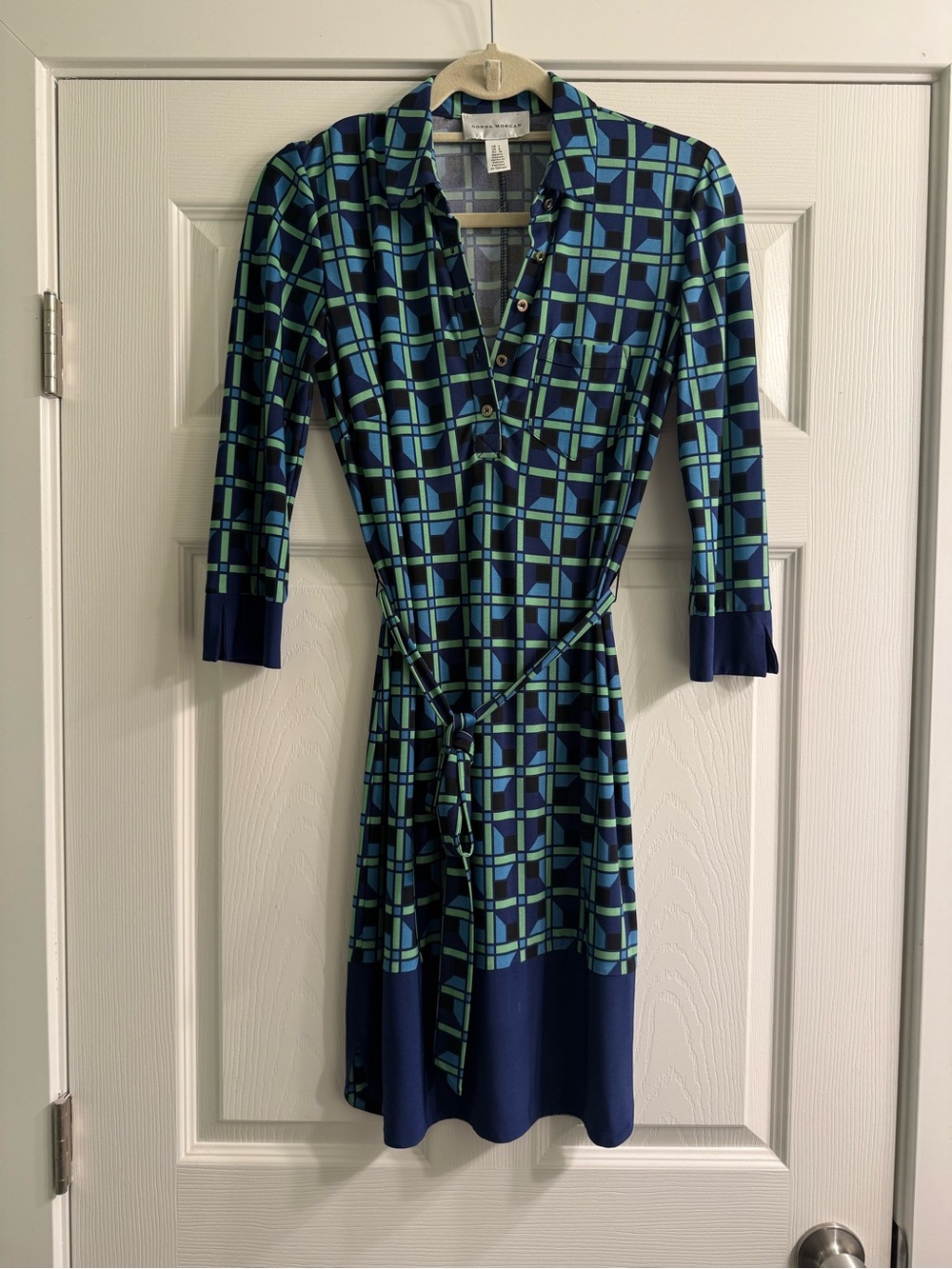 Donna Morgan Navy Geometric Shirt Dress